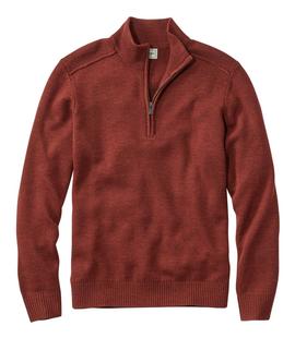 L.L. Bean Men's Essential Merino Sweaters, Quarter-Zip REDCHESTNUTHEATHER