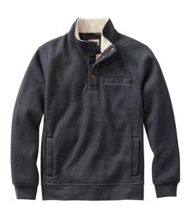 L.L. Bean Men's Katahdin Iron Works Bonded Waffle Fleece, Mockneck CHARCOALHEATHER