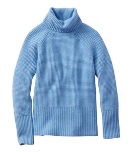 L.L. Bean Women's SuperSoft Waffle Sweater, Turtleneck BLUEASTERHEATHER