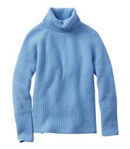 L.L. Bean Women's SuperSoft Waffle Sweater, Turtleneck BLUEASTERHEATHER