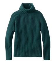 L.L. Bean Women's SuperSoft Waffle Sweater, Turtleneck DEEPESTGREEN