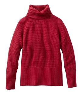L.L. Bean Women's SuperSoft Waffle Sweater, Turtleneck RUSTICRED
