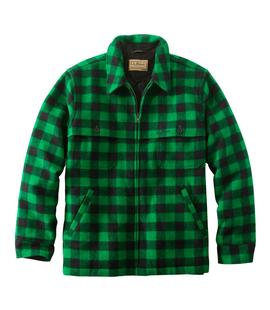 L.L. Bean Men's Maine Guide Zip-Front Jac-Shirt with PrimaLoft, Plaid GREEN/BLACK