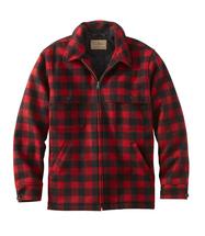 L.L. Bean Men's Maine Guide Zip-Front Jac-Shirt with PrimaLoft, Plaid RED/BLACK