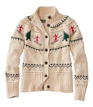 L.L. Bean Women's Signature Cotton Fisherman Sweater, Short Cardigan Fair Isle SAILCLOTHSKIERFAIRISLE