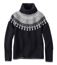 L.L. Bean Women's SuperSoft Waffle Sweater, Turtleneck Fair Isle BLACKFAIRISLE