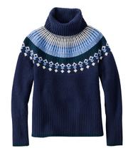 L.L. Bean Women's SuperSoft Waffle Sweater, Turtleneck Fair Isle CLASSICNAVY/MARINERBLUEFAIRISLE