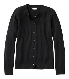 L.L. Bean Women's Essential Merino Wool Sweater, Cardigan MIDNIGHTBLACK