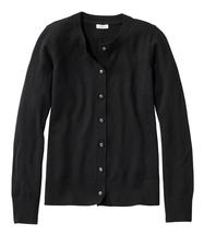 L.L. Bean Women's Essential Merino Wool Sweater, Cardigan MIDNIGHTBLACK