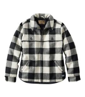L.L. Bean Women's Maine Guide Zip Front Jac-Shirt with Primaloft, Plaid COALBUFFALO