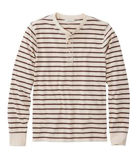 L.L. Bean Men's Signature Northwoods Henley, Long-Sleeve, Stripe NATURAL