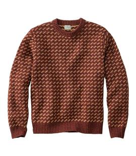 L.L. Bean Men's Bean's Classic Ragg Wool Sweater, Crewneck, Bird's-Eye BURNTMAHOGANY