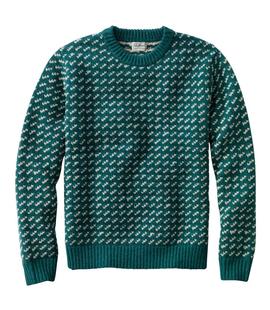 L.L. Bean Men's Bean's Classic Ragg Wool Sweater, Crewneck, Bird's-Eye DEEPESTGREENBIRDSEYE