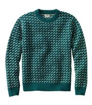 L.L. Bean Men's Bean's Classic Ragg Wool Sweater, Crewneck, Bird's-Eye DEEPESTGREENBIRDSEYE