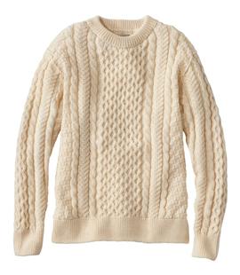L.L. Bean Women's 1965 Irish Fisherman Sweater, Crewneck CREAM