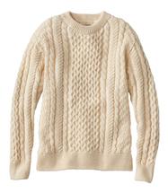 L.L. Bean Women's 1965 Irish Fisherman Sweater, Crewneck CREAM