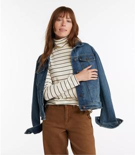 L.L. Bean Women's Soft Stretch Supima-Blend Tee, Turtleneck Stripe SAILCLOTH/CLASSICNAVY