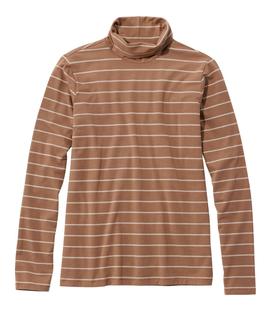 L.L. Bean Women's Soft Stretch Supima-Blend Tee, Turtleneck Stripe TOASTEDCOCONUT/BOULDER