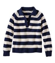 L.L. Bean Women's SuperSoft Waffle Sweater, Polo Stripe CREAM/CLASSICNAVY