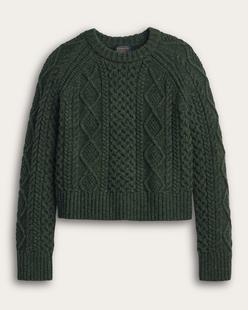 Pendleton Women's Fisherman Wool Sweater DARKFIR