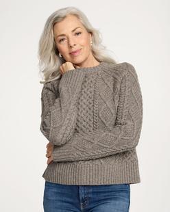 Pendleton Women's Fisherman Wool Sweater STONEHEATHER