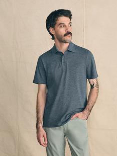 Faherty Short-Sleeve Movement Pique Polo DUSTYIRONHEATHER