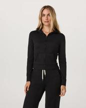 Vuori Women's Halo Mini Full Zip Hoodie BLACKHEATHER