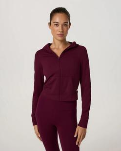 Vuori Women's Halo Mini Full Zip Hoodie CHERRYNOIR
