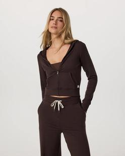 Vuori Women's Halo Mini Full Zip Hoodie JAVAHEATHER