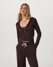 Vuori Women's Halo Mini Full Zip Hoodie JAVAHEATHER