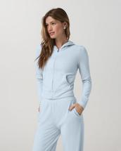 Vuori Women's Halo Mini Full Zip Hoodie SOFTSKYHEATHER