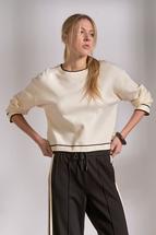Elan Women/s Crop Knit Top with Trim OFFWHITE/BLACK