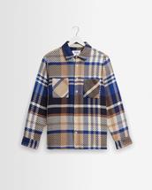 Wax London Whiting - Blue And Tan Bold Check Overshirt BLUE/TAN