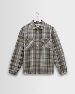 Wax London Whiting Overshirt - Blue And Green Basket Weave BLUE/GREEN