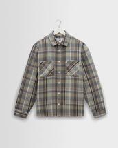 Wax London Whiting Overshirt - Blue And Green Basket Weave BLUE/GREEN
