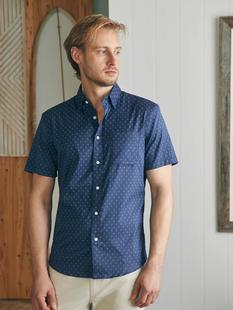 Faherty Men's Short-Sleeve Movement Shirt NAVYSKYDIAMOND