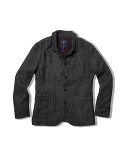 Grayers Gaudet Linen French Chore Jacket - Navy Herringbone NAVYHERRINGBONE