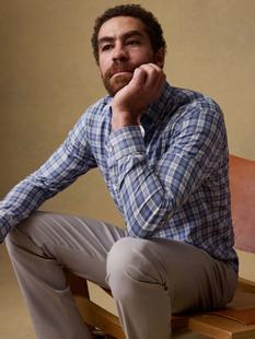 Faherty Men's Movement Monterey Shirt BLUEISLEPLAID