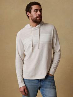 Faherty Men's Sunwashed Organic Hoodie ICEGREYSURFSTRIPE