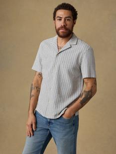 Faherty Men's Short-Sleeve Oasis Camp Shirt SHORENAVYSTRIPE
