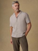 Faherty Men's Short-Sleeve Laguna Linen Camp Shirt - Khaki Pincheck KHAKIPINCHECK