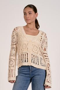 Elan Crochet Cardigan NATURAL
