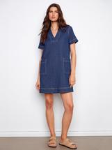 Charlie B Collared V-Neck Denim Dress - Indigo INDIGO