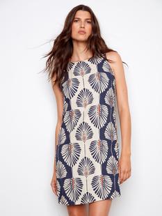 Charlie B Printed Sleeveless Linen Blend Dress - Tahiti TAHITI