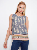 Charlie B Printed Viscose Sleeveless Top - Mural MURAL