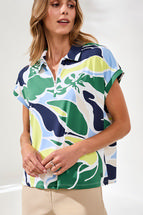 Tribal UPF 50+ HIGH PERFORMANCE DOLMAN ZIP-FRONT SPORT TOP FLORALLIME