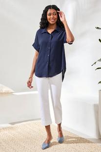 Tribal Women's Airflow Relaxed Dolman Button-Down Shirt NAUTICAL