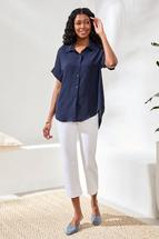 Tribal Women's Airflow Relaxed Dolman Button-Down Shirt NAUTICAL