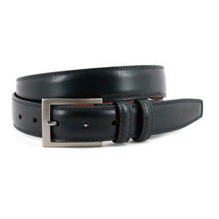 Torino Men's Black Aniline Satin Buckle Belt BLACK