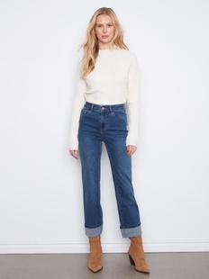 Charlie B Women's Cuffed Straight Leg Pants WASHEDINDIGO